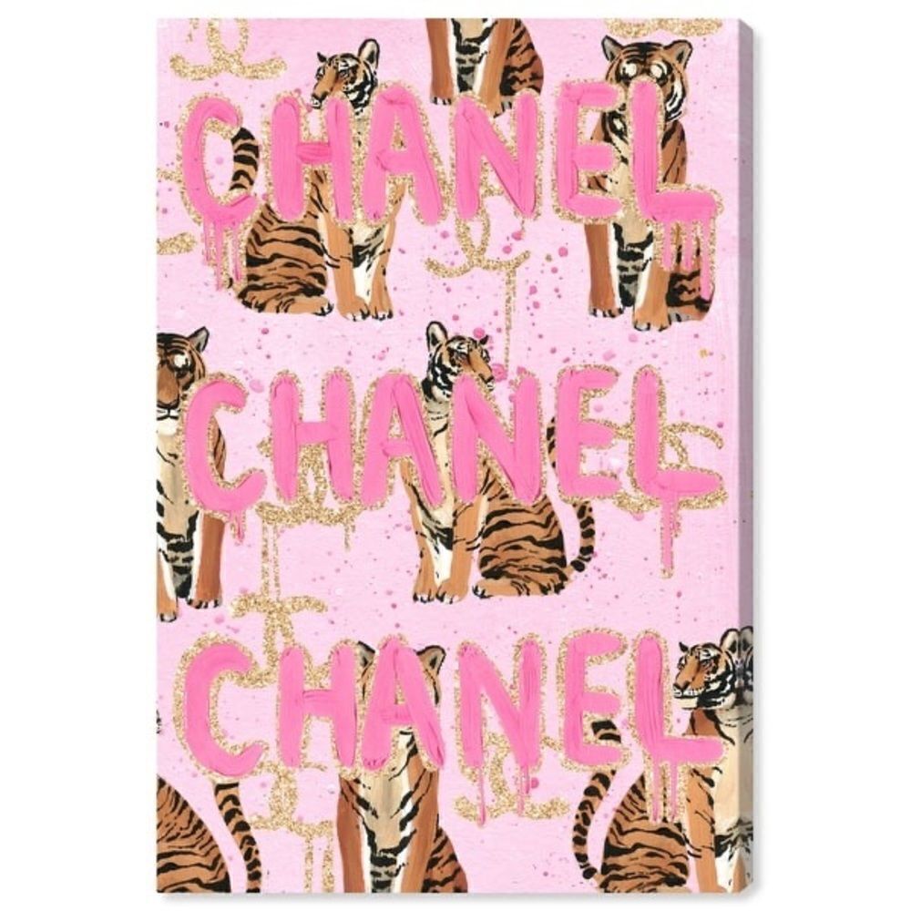 Oliver Gal Tiger Canvas Pink Glitter Decor Designer Barbie‎ Animal Print - Picture 4 of 9